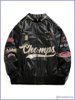 Faux Leather Oversized Motorcycle Racing Jacket Biker Racer Streetwear